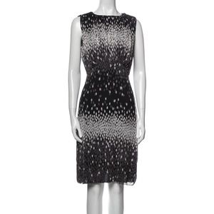 L’AGENCE black chiffon dress with white & gray dot pattern